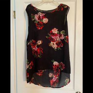 Forever 21 f21+ floral low-high tank top XL